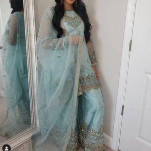 BLUE PALAZZO INDIAN OUTFIT
